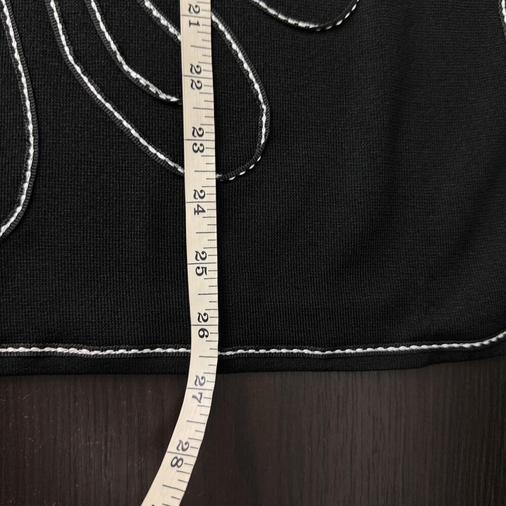 Ming Wang Cardigan Jacket Womens 1X Knit Embroidered Geometric Black Plus Size - Picture 10 of 11